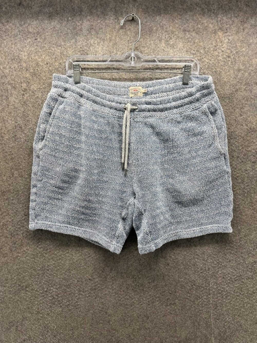 Faherty Shorts Mens Medium Blue Sweat Knit Drawstring Lounge Casual Travel